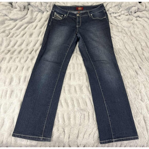 One 5 One Jeans Women Size 10 Bootcut Dark Wash Stretch Embellished Denim Rodeo - Picture 1 of 8